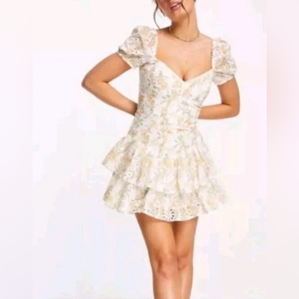 NWT‎ Women’s Bardot Broderie Mini Whimsical Fairy Eyelet Cream Orange Dress 12.